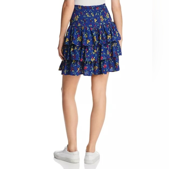 Maje Jalao Tiered Ruffled Floral Skirt Floral Blue Tiered Skirt Fairycore Sz 2/M - Picture 2 of 16